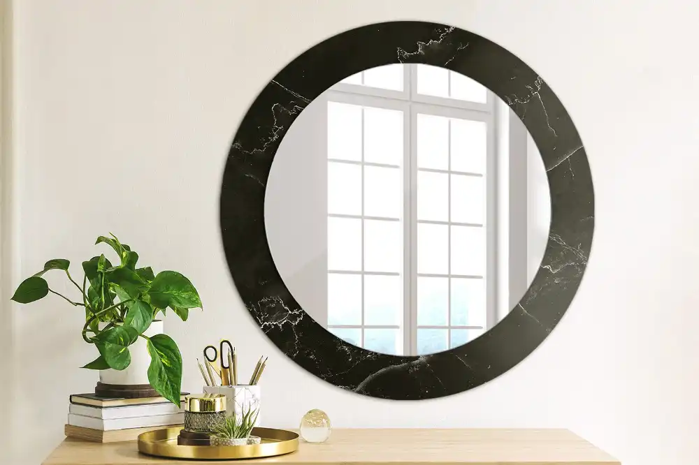 Round printed mirror Marble stone
