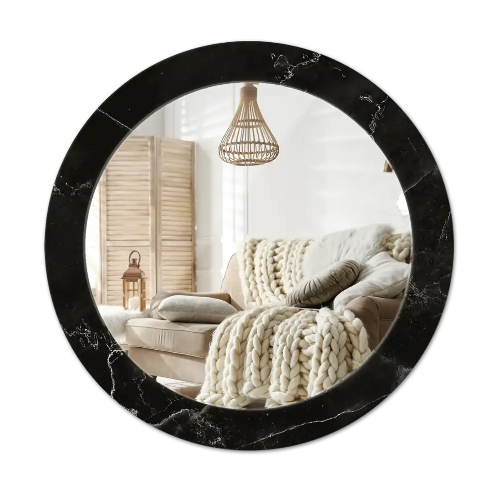 Round printed mirror Marble stone