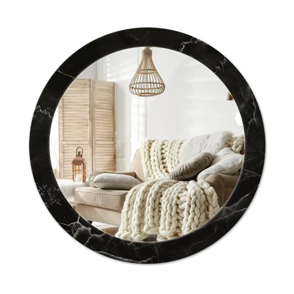 Round printed mirror Marble stone