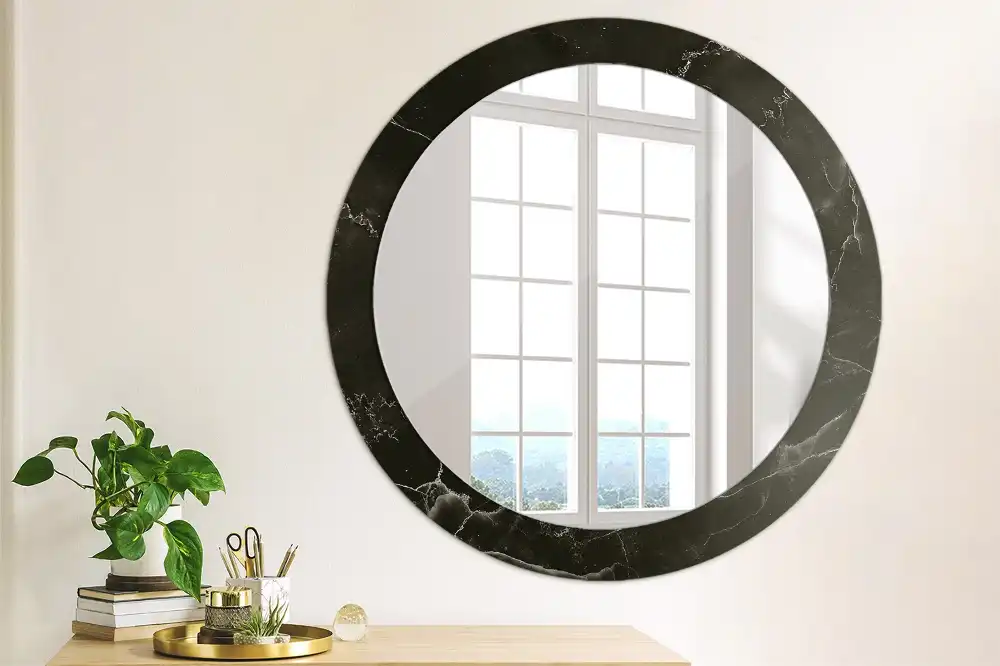 Round printed mirror Marble stone