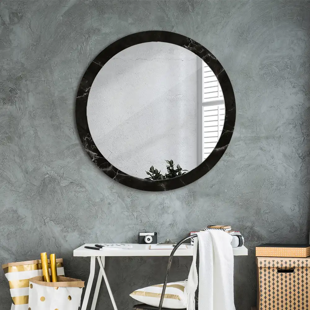 Round printed mirror Marble stone