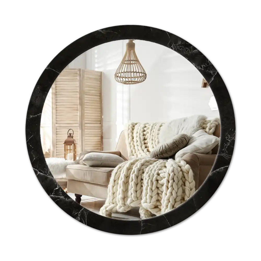 Round printed mirror Marble stone