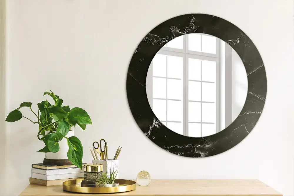Round printed mirror Marble stone
