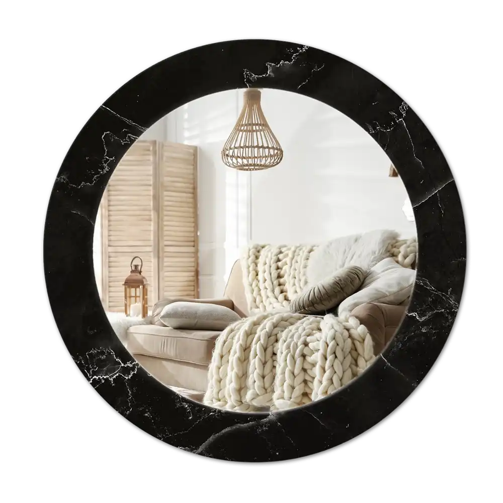 Round printed mirror Marble stone