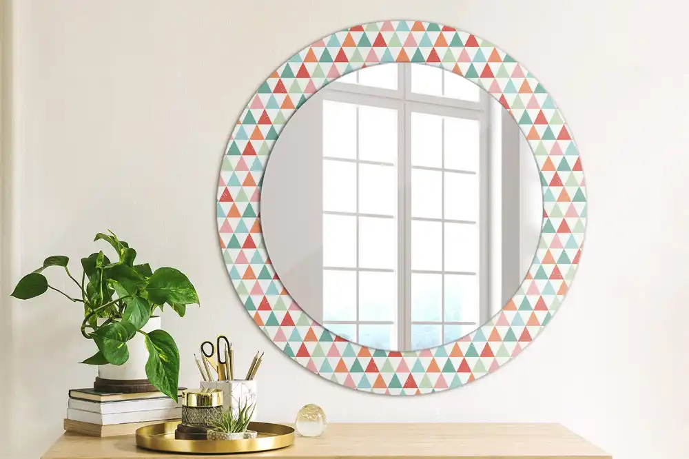 Round printed mirror Geometric pattern