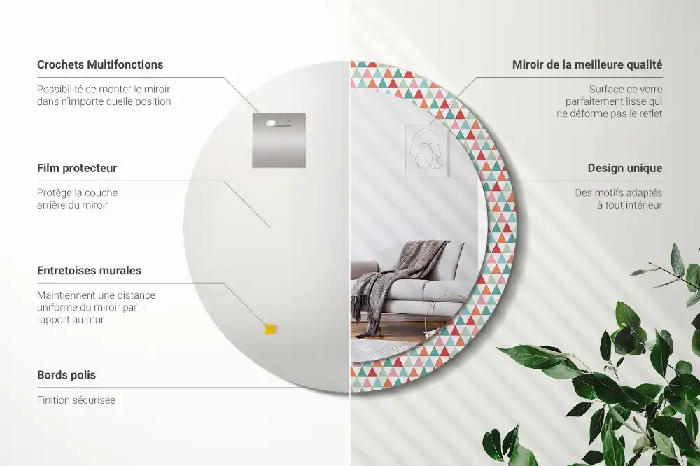 Round printed mirror Geometric pattern