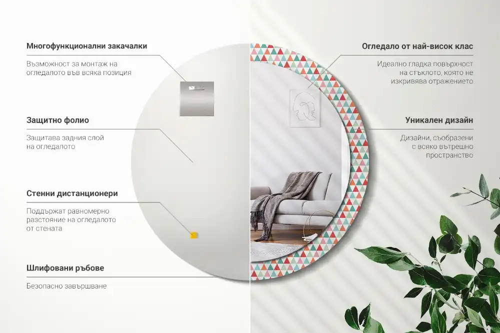 Round printed mirror Geometric pattern