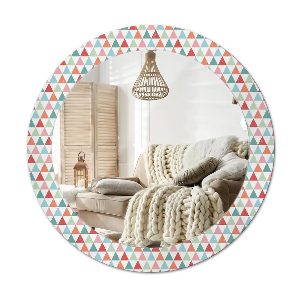 Round printed mirror Geometric pattern