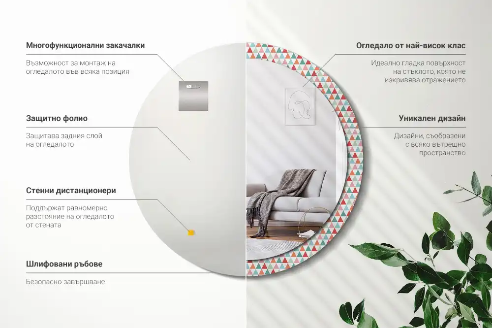 Round printed mirror Geometric pattern