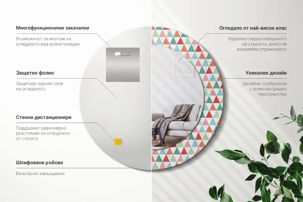 Round printed mirror Geometric pattern