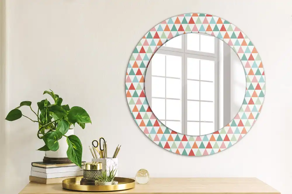 Round printed mirror Geometric pattern