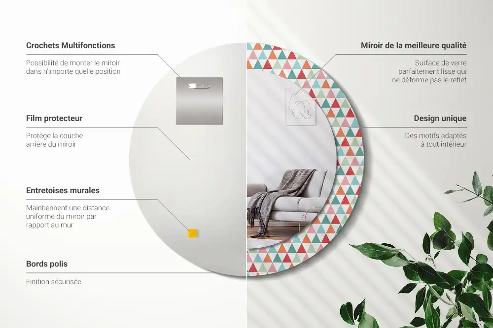 Round printed mirror Geometric pattern