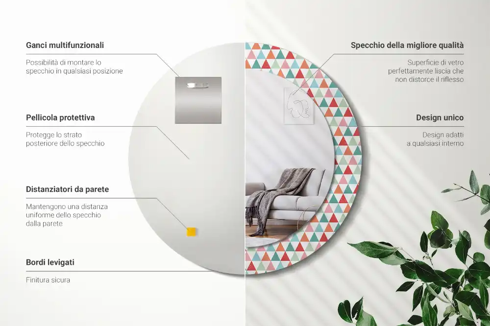 Round printed mirror Geometric pattern