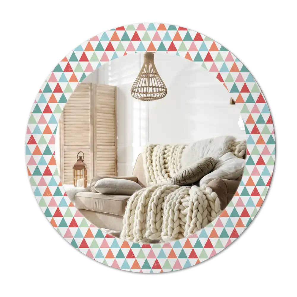 Round printed mirror Geometric pattern