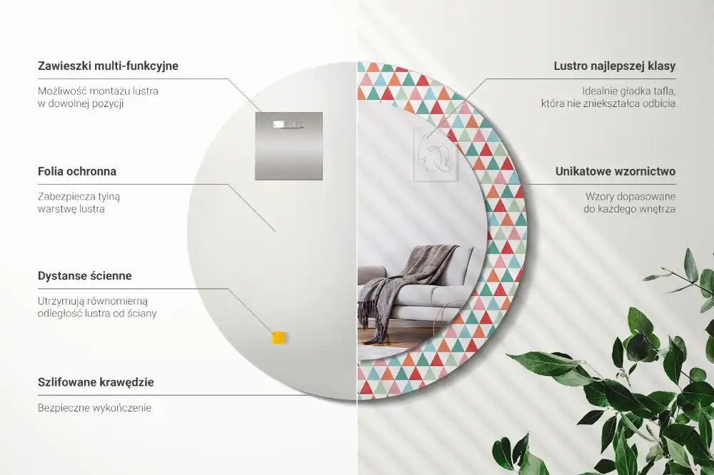 Round printed mirror Geometric pattern