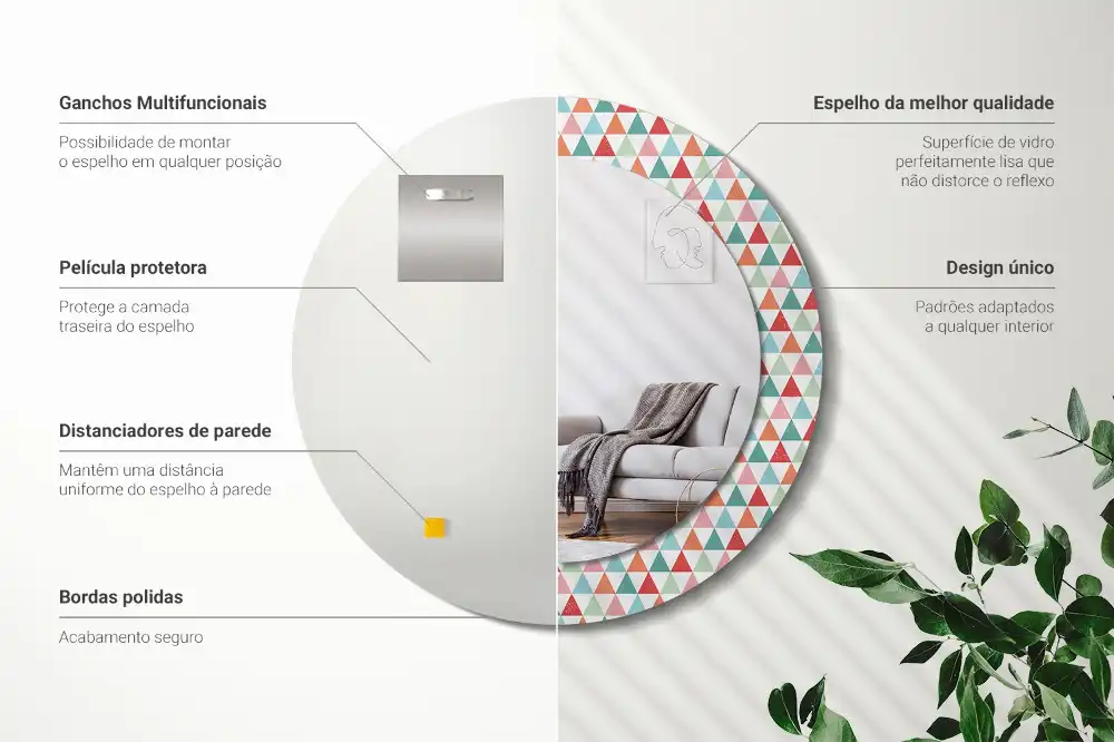 Round printed mirror Geometric pattern