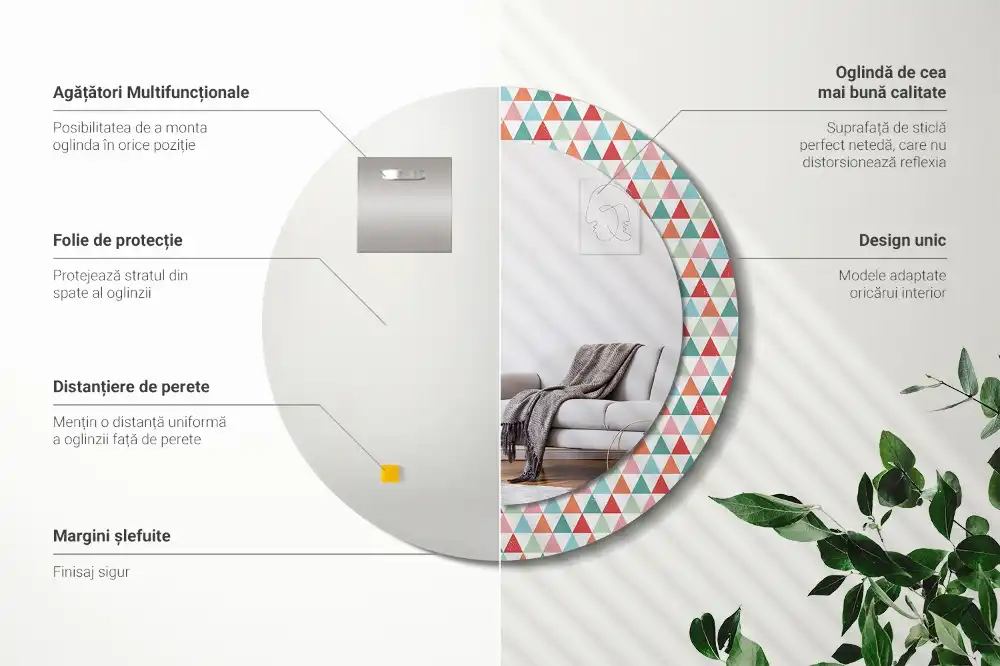 Round printed mirror Geometric pattern