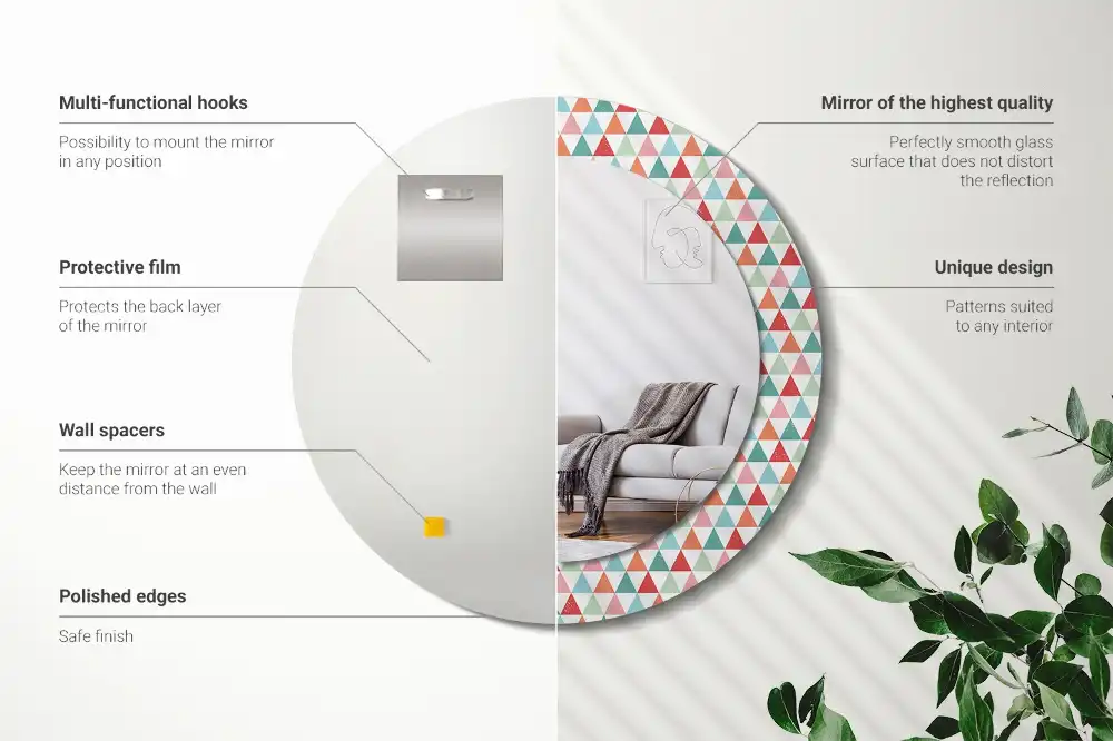 Round printed mirror Geometric pattern