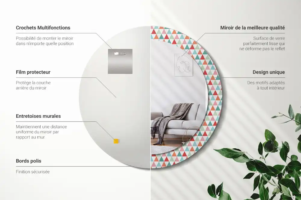 Round printed mirror Geometric pattern