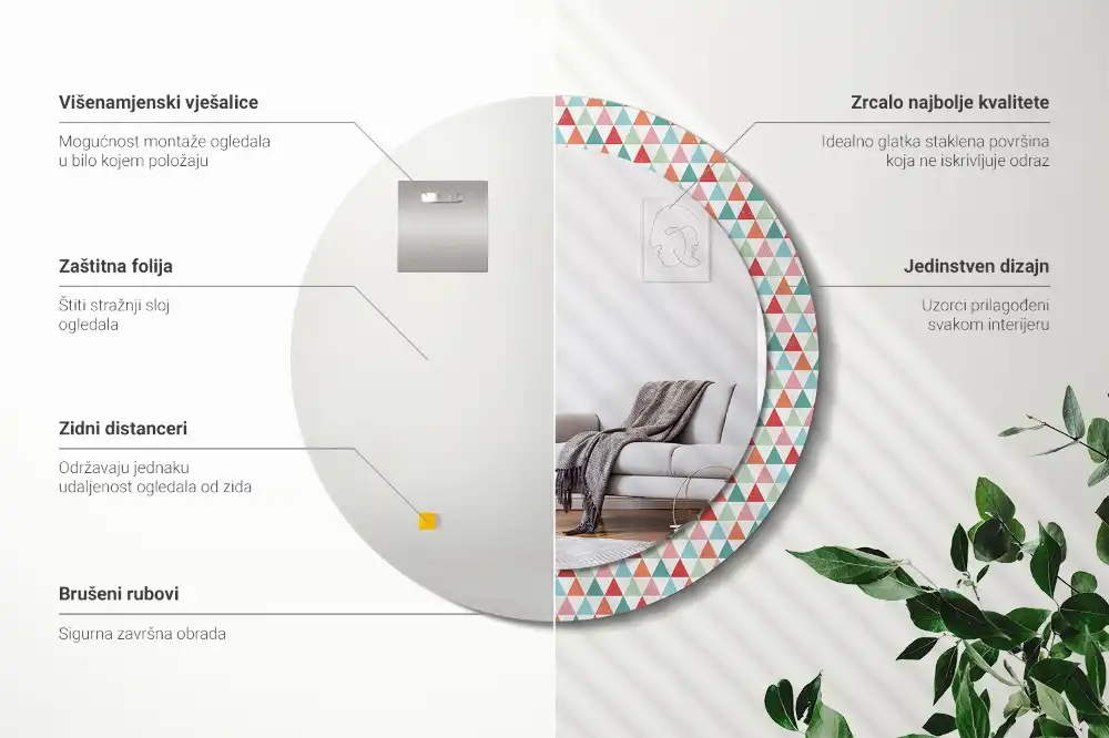 Round printed mirror Geometric pattern