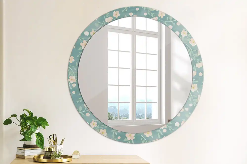 Round decorative mirror Floral pattern
