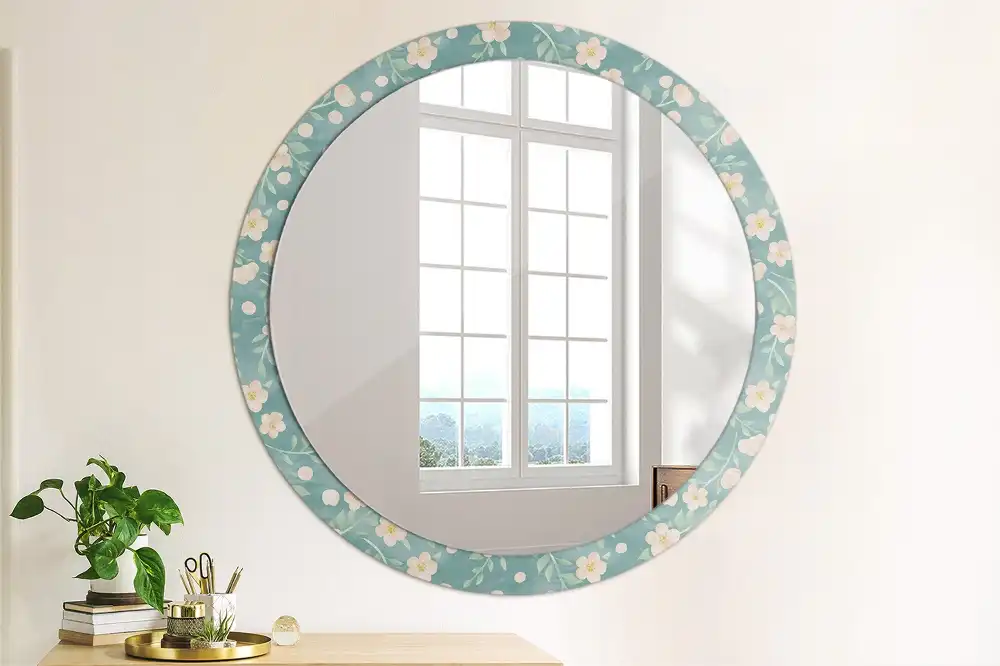 Round decorative mirror Floral pattern