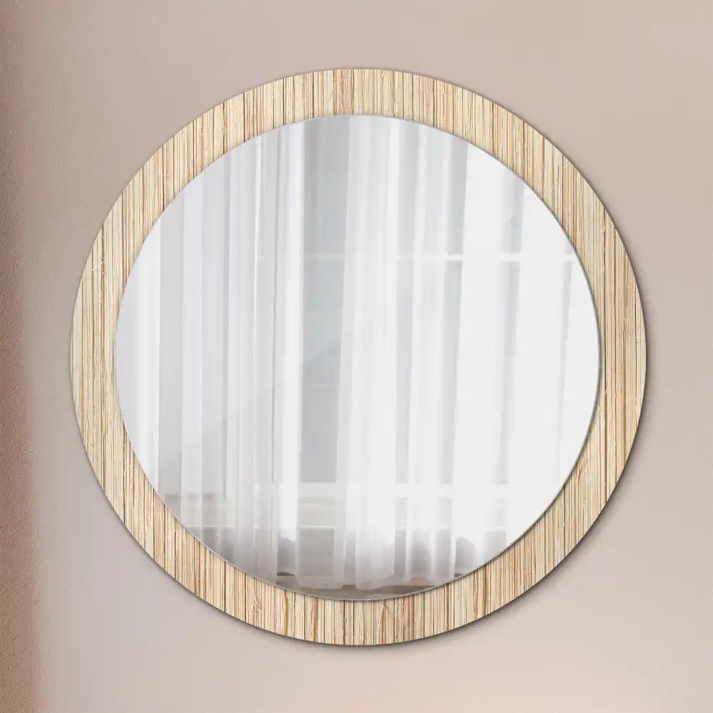 Round mirror frame with print Bamboo straw