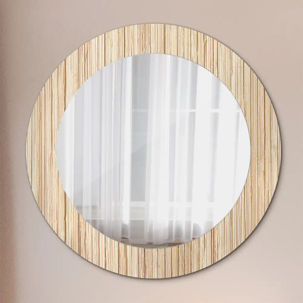 Round mirror frame with print Bamboo straw