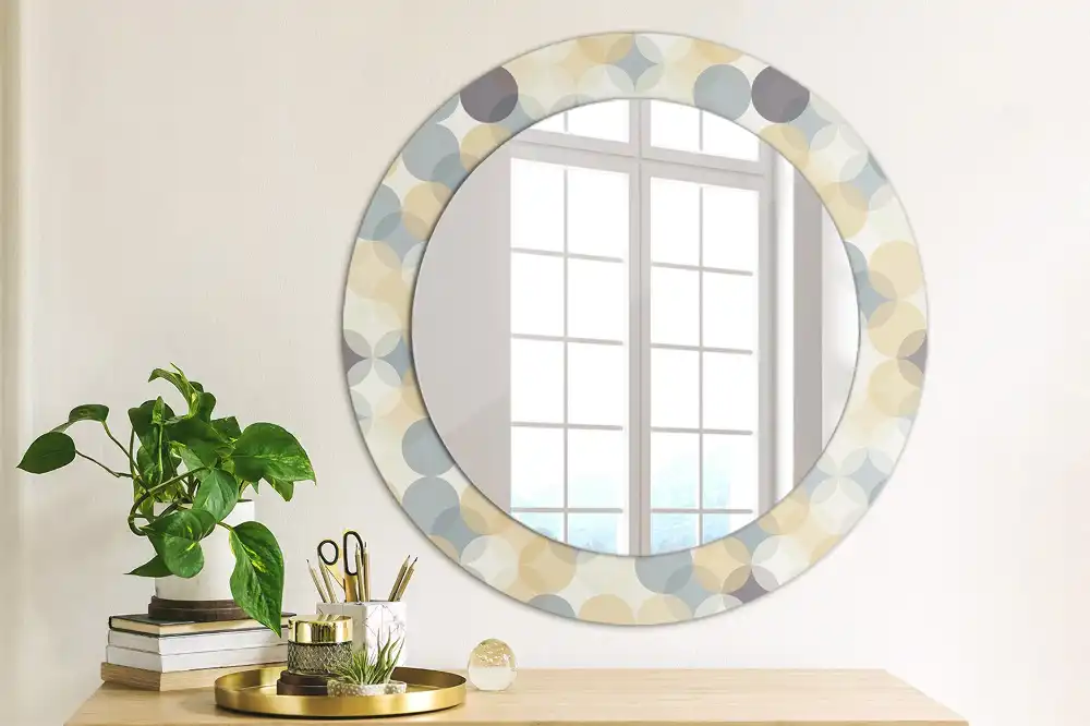 Round mirror frame with print Geometric circles