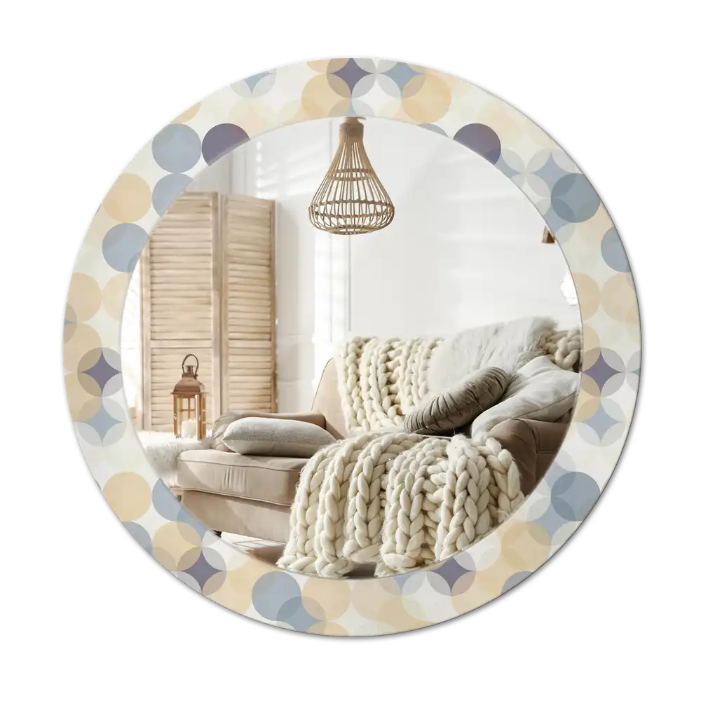 Round mirror frame with print Geometric circles
