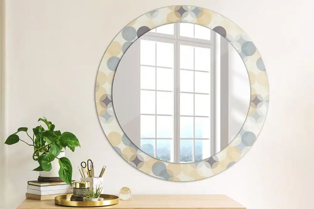 Round mirror frame with print Geometric circles
