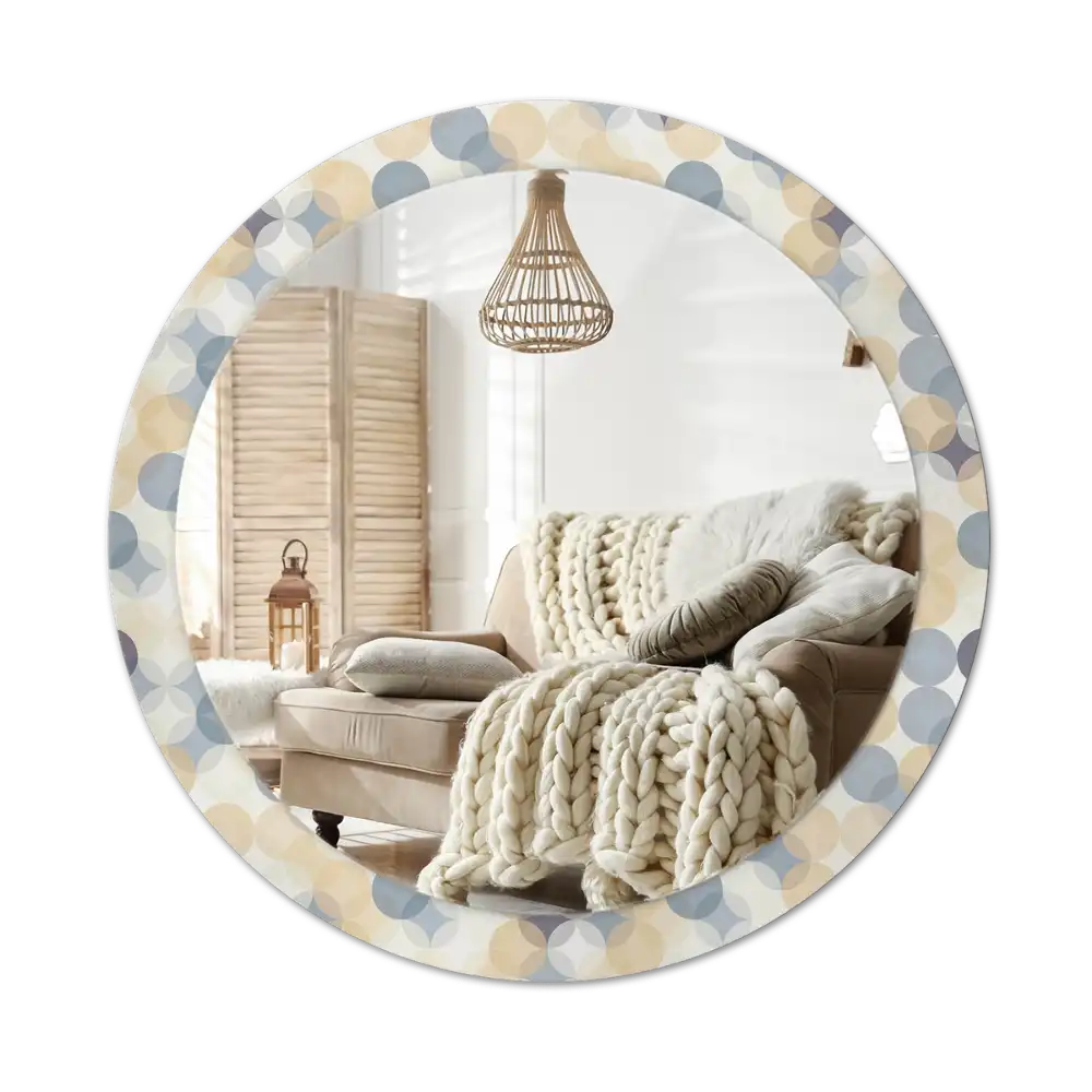 Round mirror frame with print Geometric circles
