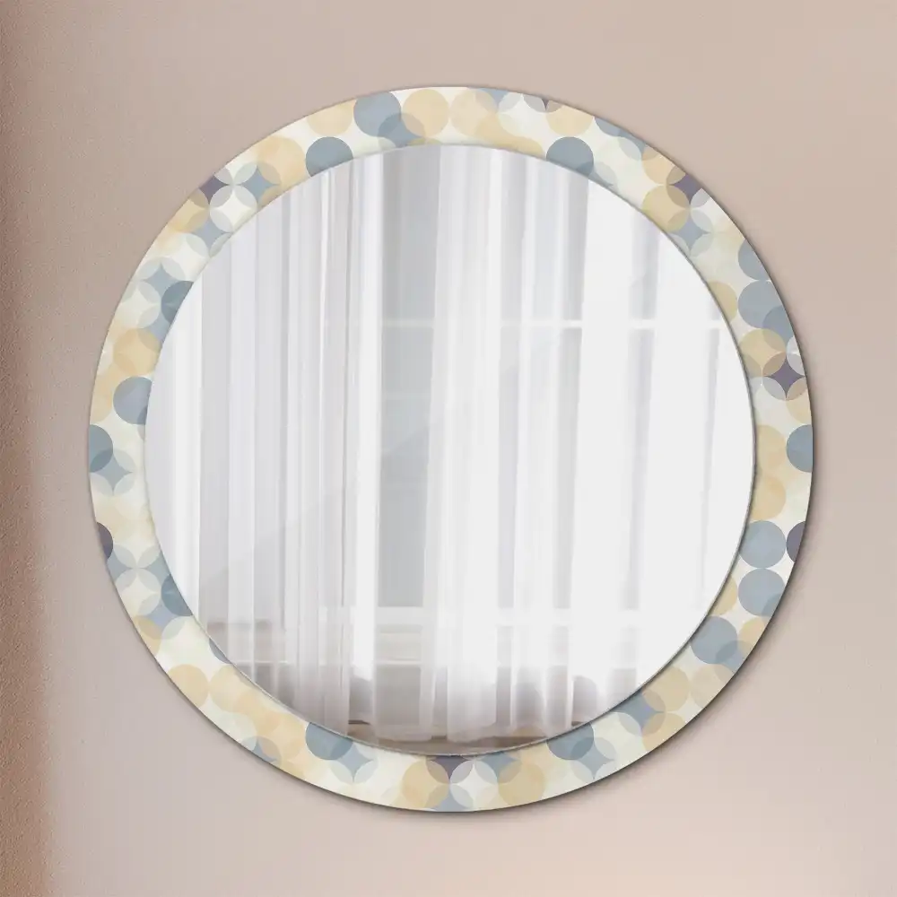 Round mirror frame with print Geometric circles