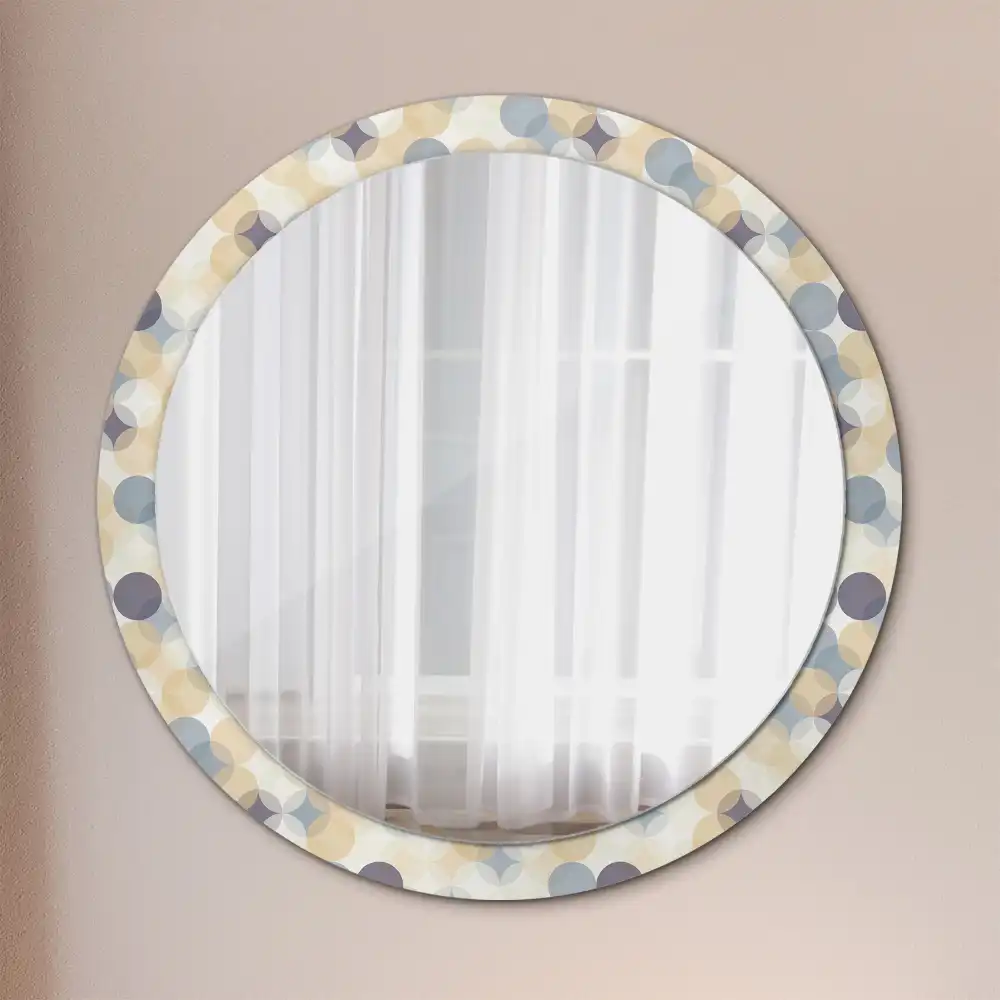 Round mirror frame with print Geometric circles