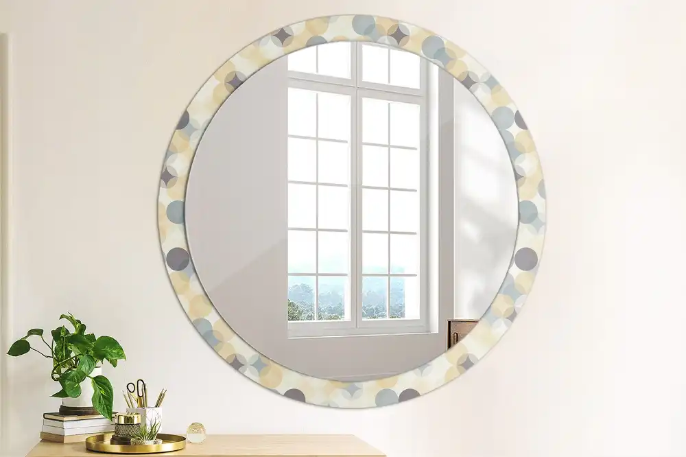 Round mirror frame with print Geometric circles