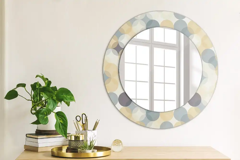 Round mirror frame with print Geometric circles