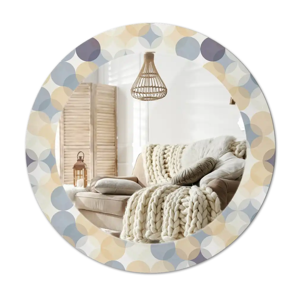 Round mirror frame with print Geometric circles