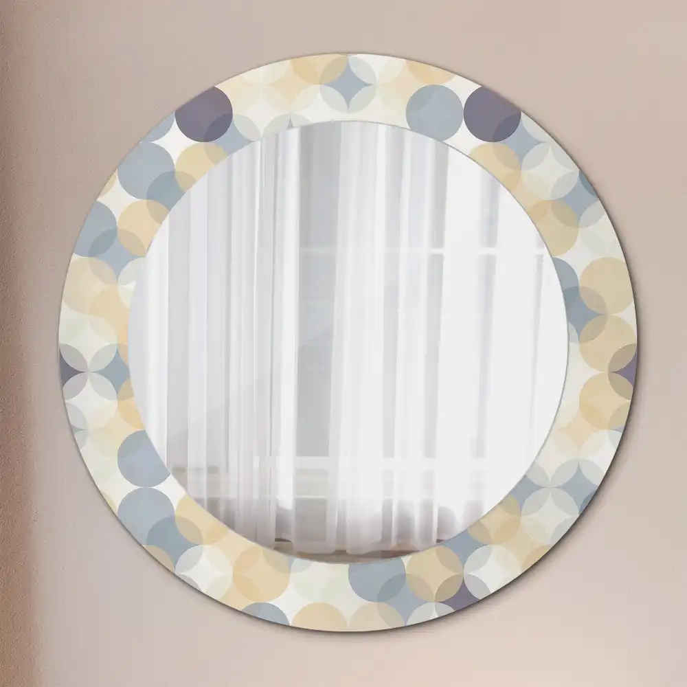 Round mirror frame with print Geometric circles