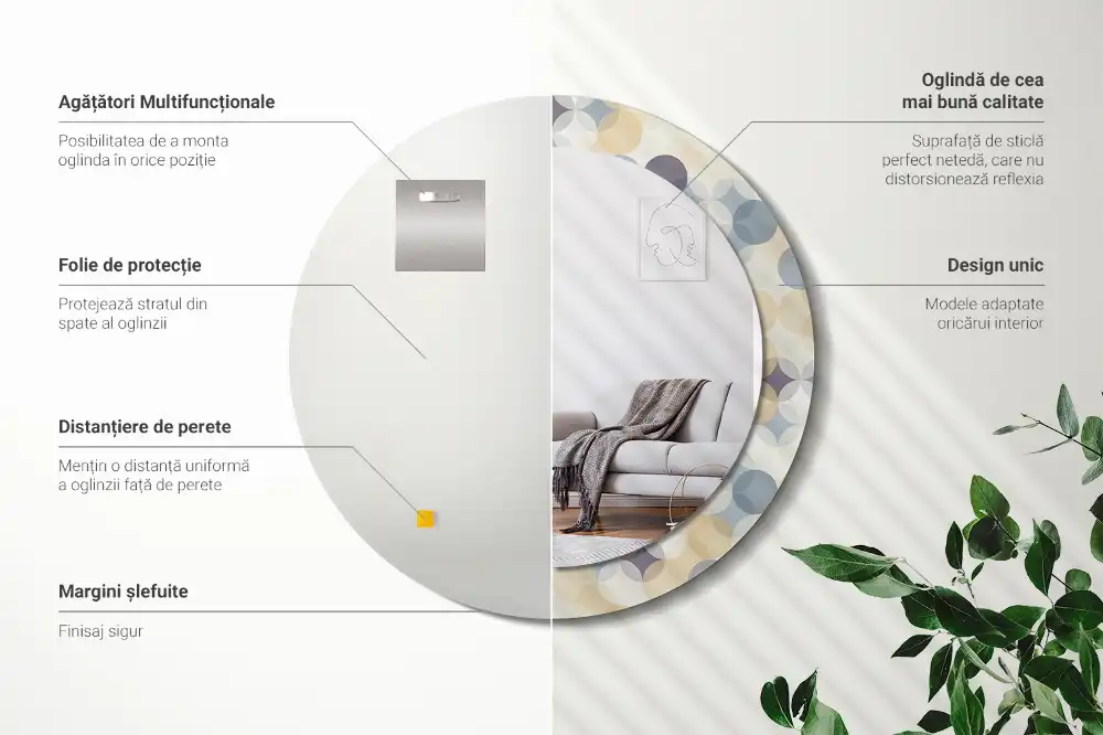 Round mirror frame with print Geometric circles