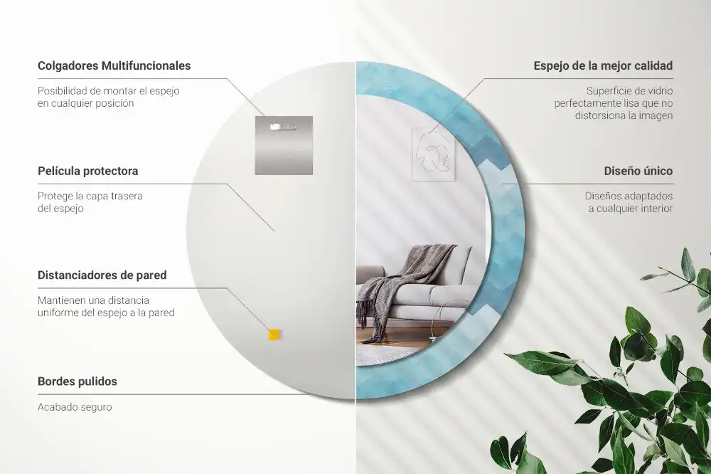 Round wall mirror decor Blue chevron