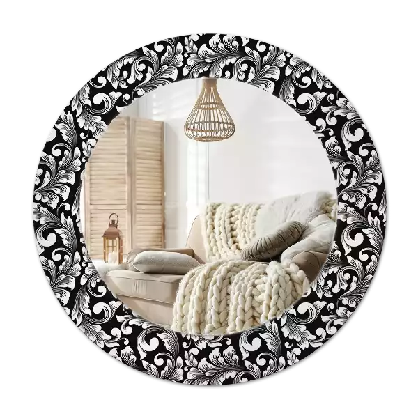 Round mirror frame with print Ornament