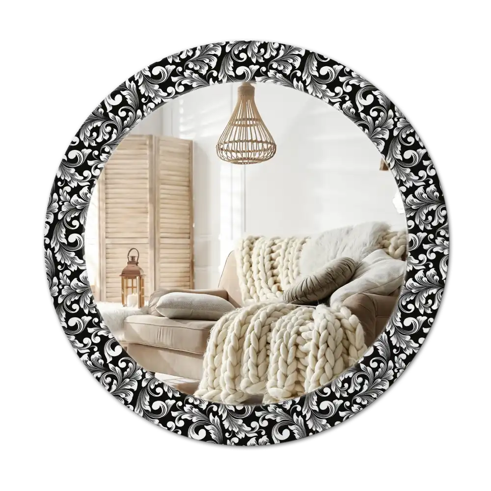 Round mirror frame with print Ornament
