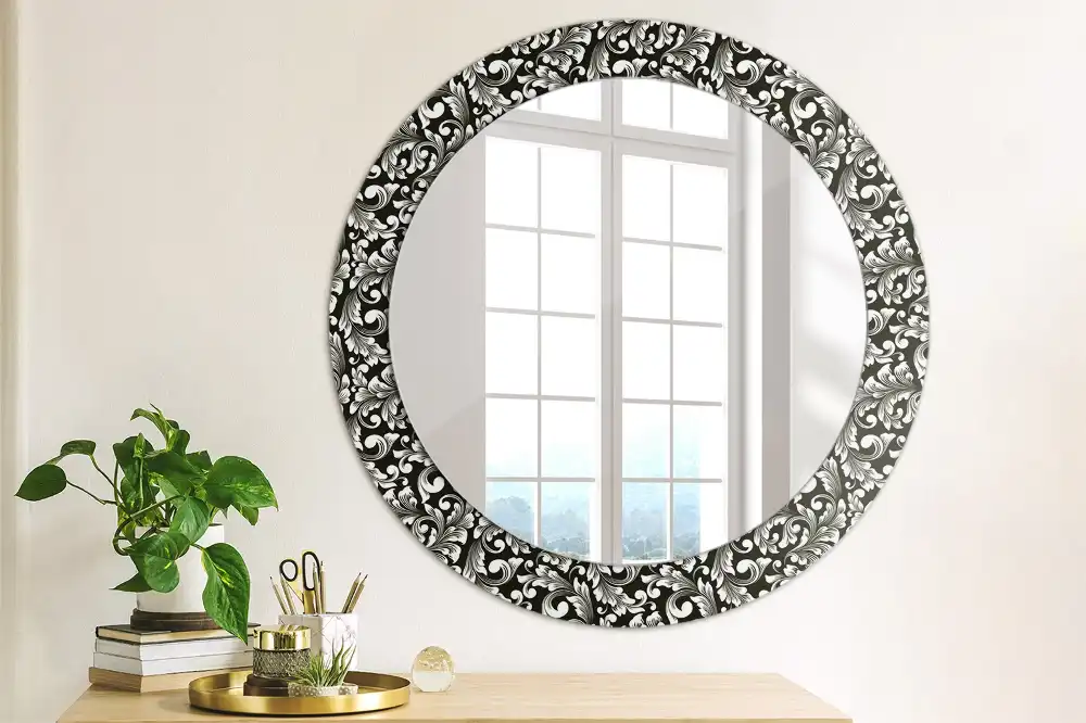 Round mirror frame with print Ornament