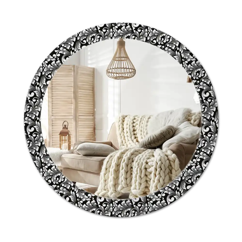 Round mirror frame with print Ornament