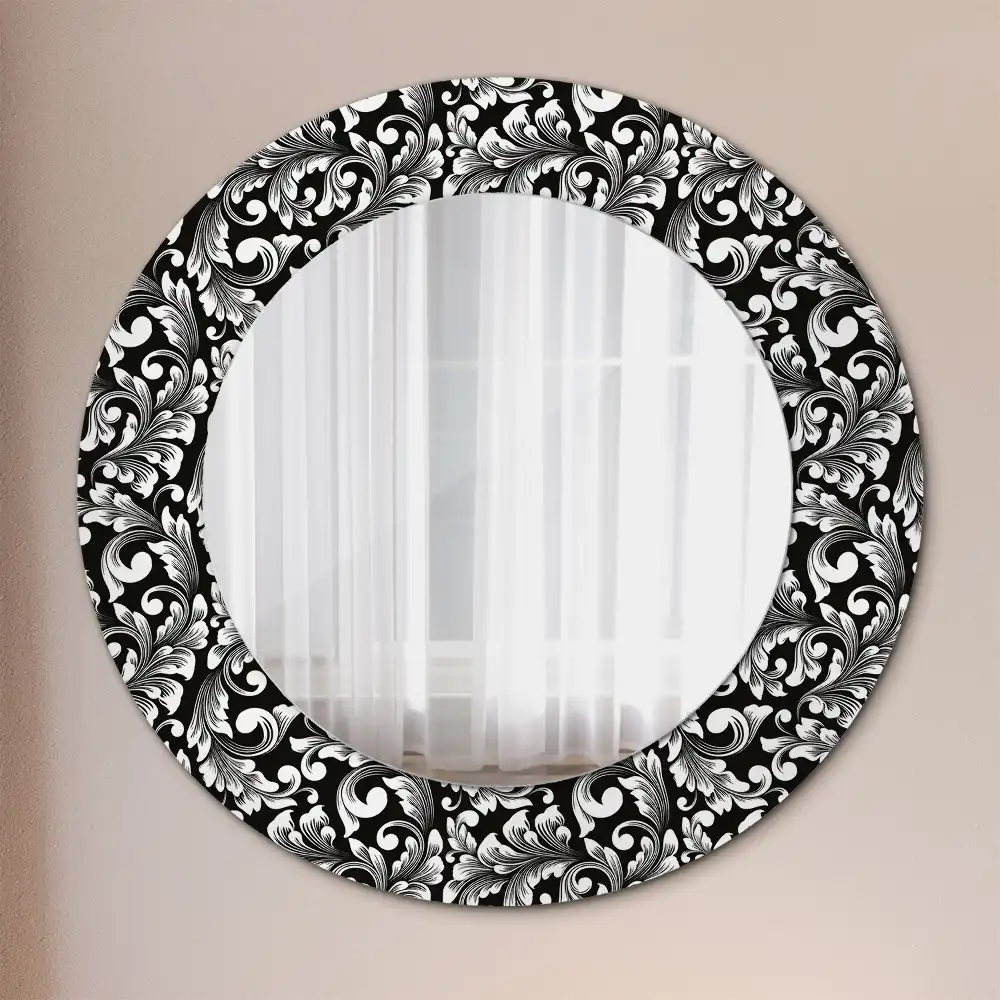 Round mirror frame with print Ornament