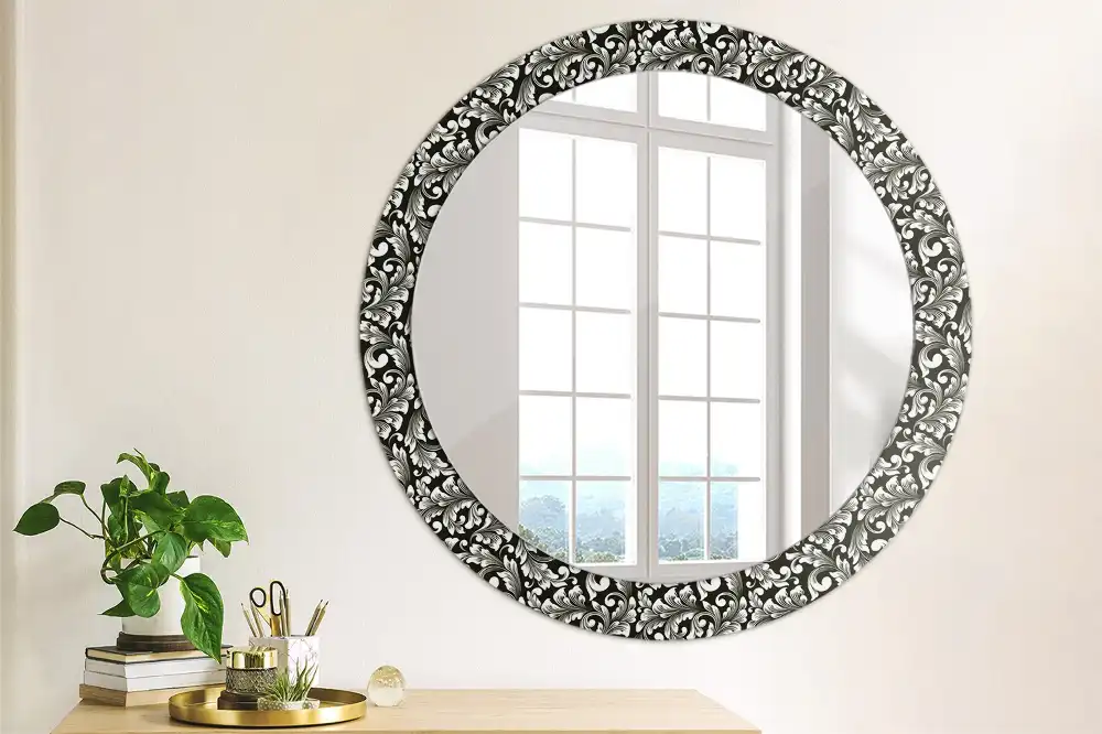 Round mirror frame with print Ornament
