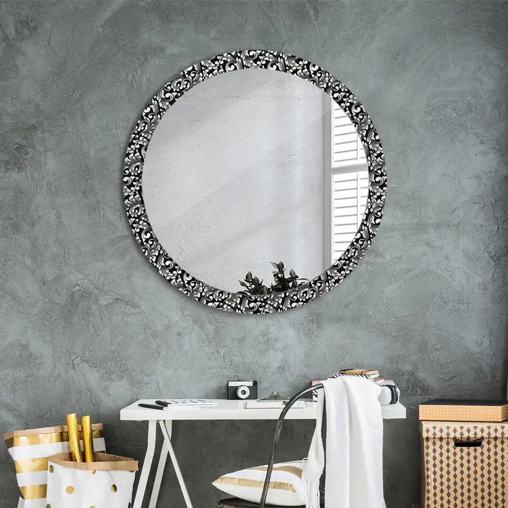 Round mirror frame with print Ornament