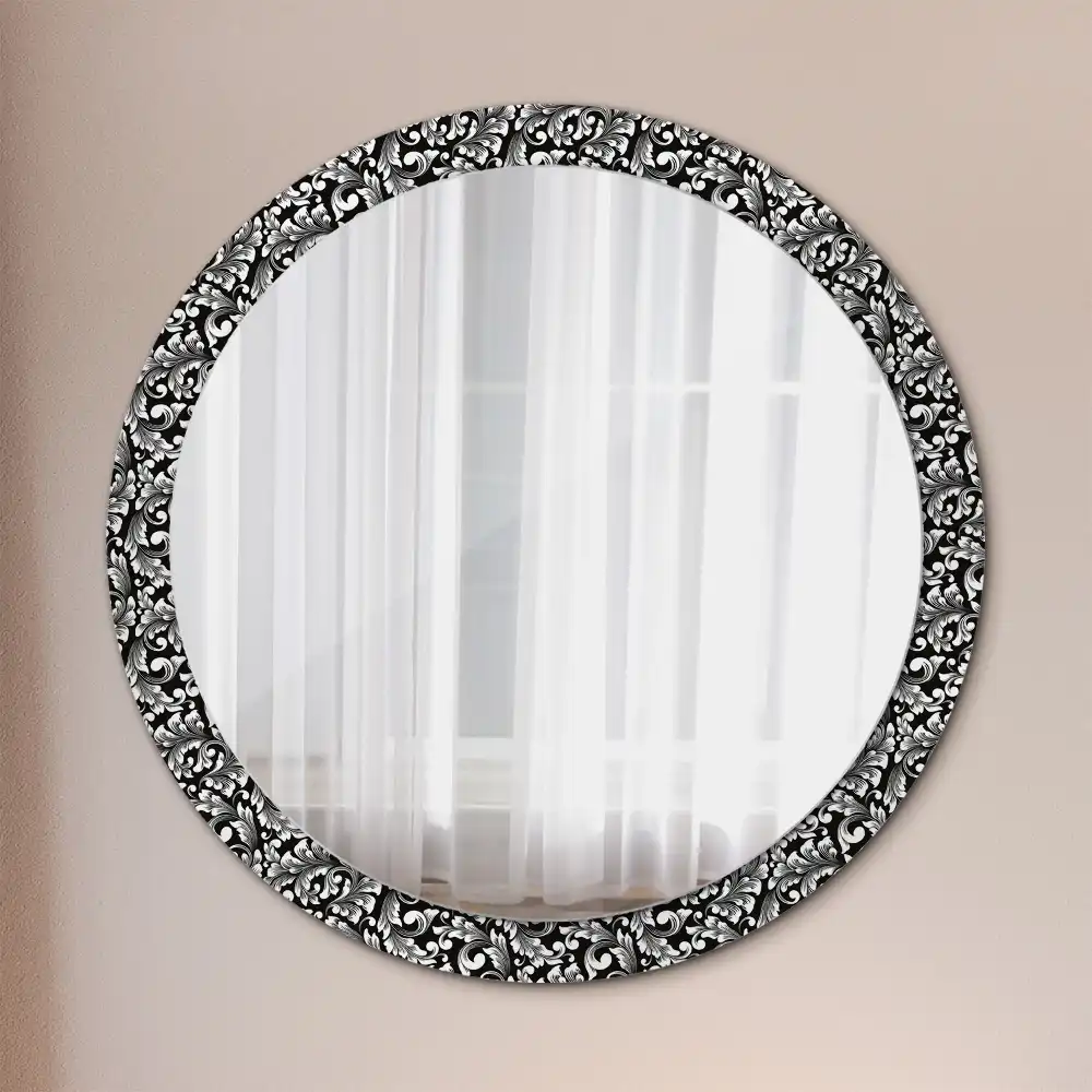 Round mirror frame with print Ornament