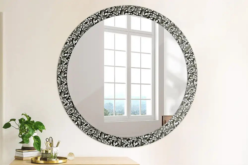 Round mirror frame with print Ornament