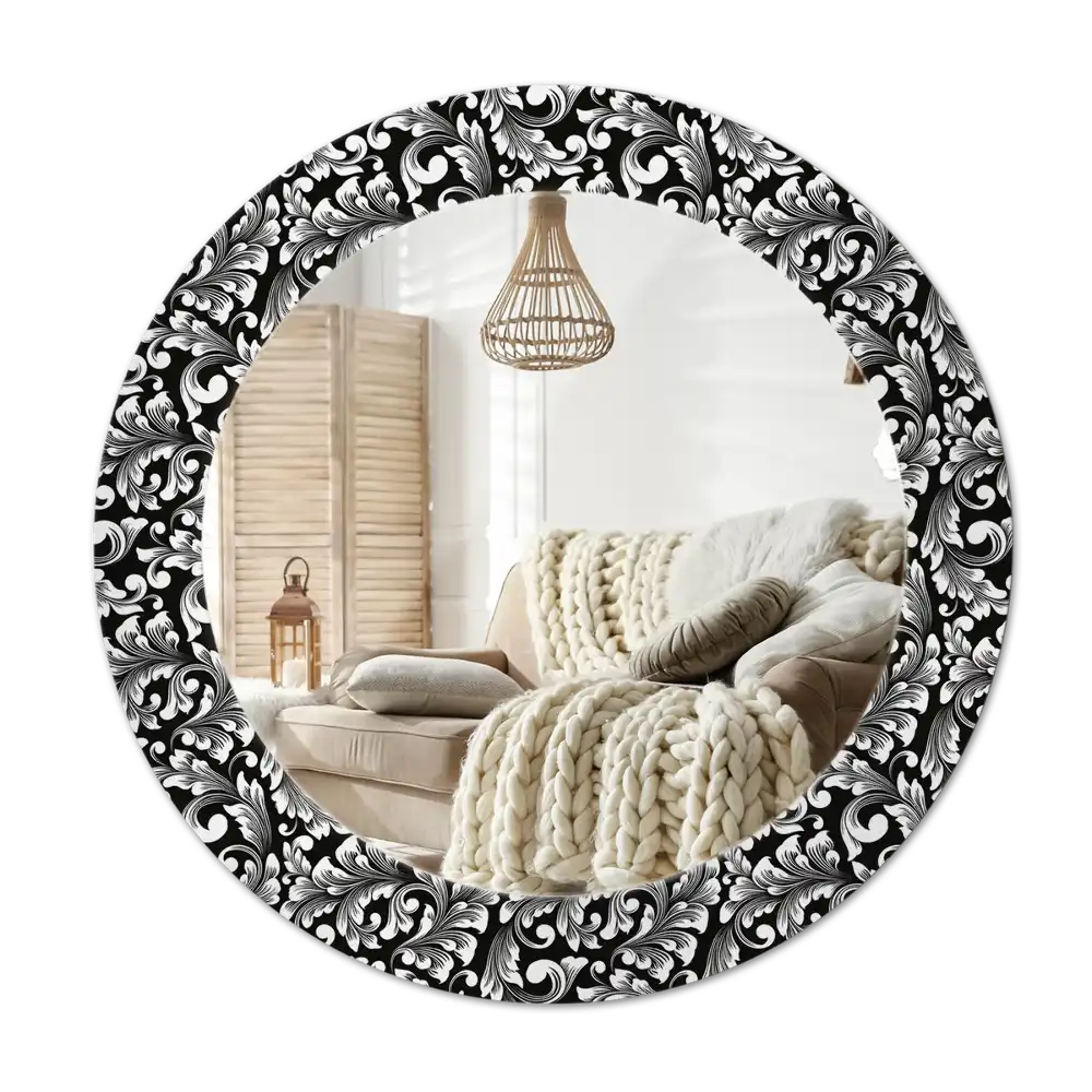 Round mirror frame with print Ornament